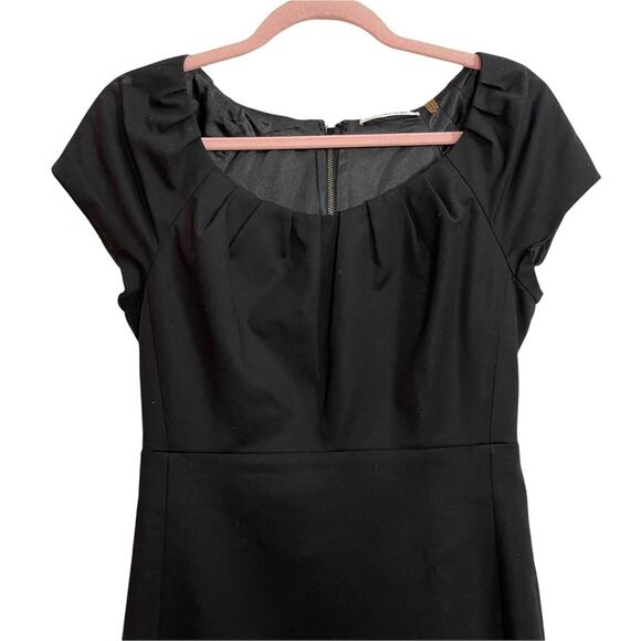 Tahari Black Off the Shoulder Pleated Neckline Dress - Picture 4 of 11
